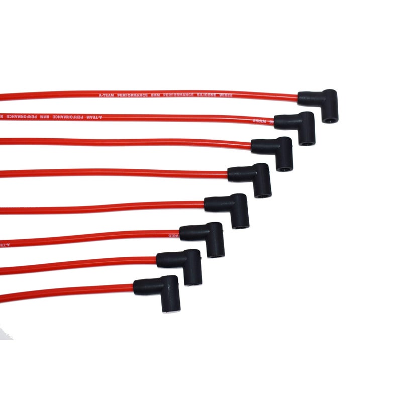 A-Team Performance Silicone Spark Plug Wire Set - Black 90-Degree Silicone Boots - Wires Compatible with Chevy & GMC Vortec 5.0L/5.7L 1996-2003 - Red, 8.0 mm - Image 3